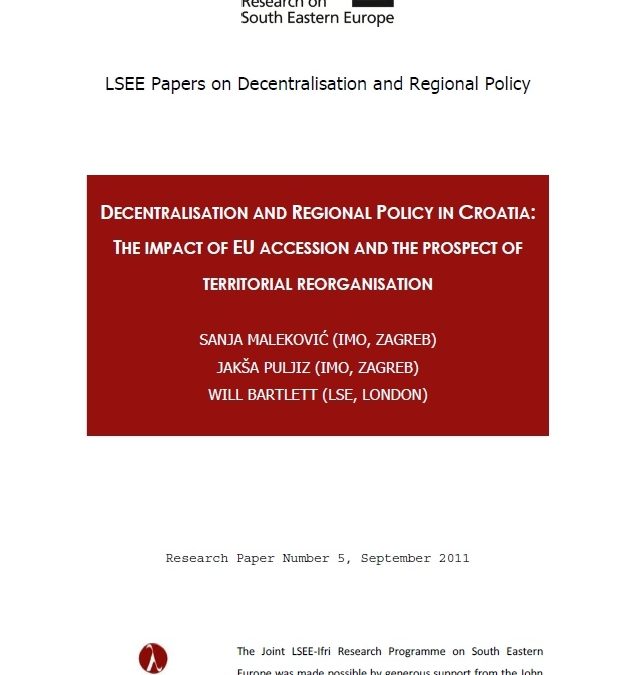 Decentralization and regional policy in Croatia: the impact of the EU accession and the prospect of territorial reorganisatio