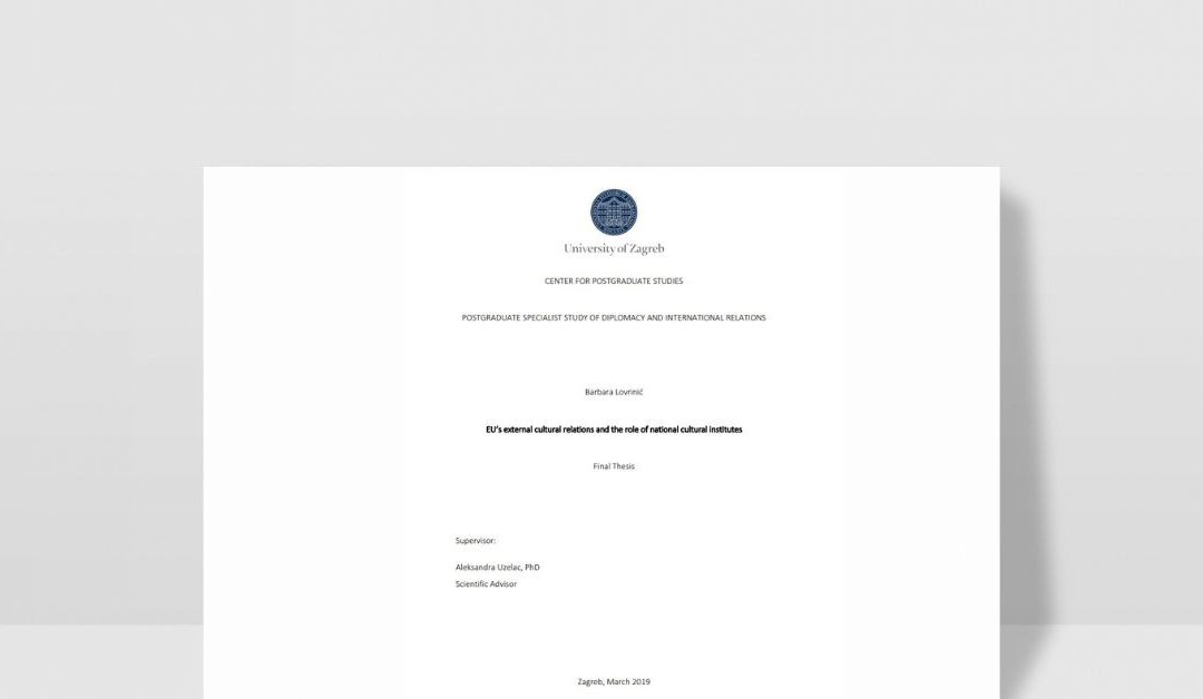 Master thesis defended: “EU’s external cultural relations and the role of national cultural institutes”