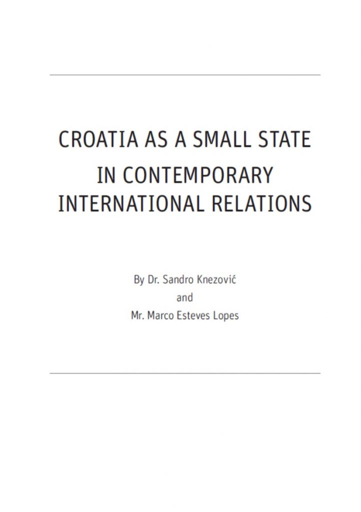 Study “Croatia as a small state in contemporary international relations”