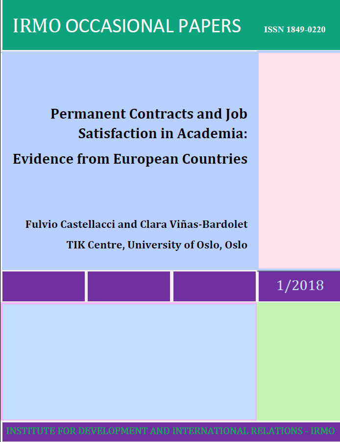 IRMO Occasional Papers “Permanent Contracts and Job Satisfaction in Academia: Evidence from European Countries”