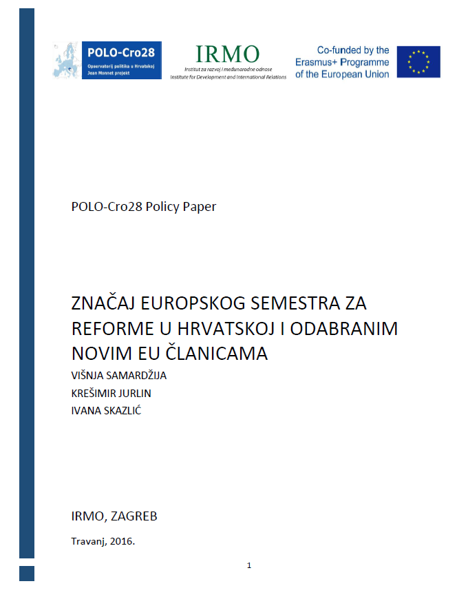 Policy paper „Značaj Europskog semestra za reforme ekonomskih politika u Hrvatskoj i odabranim novim članicama EU-a“