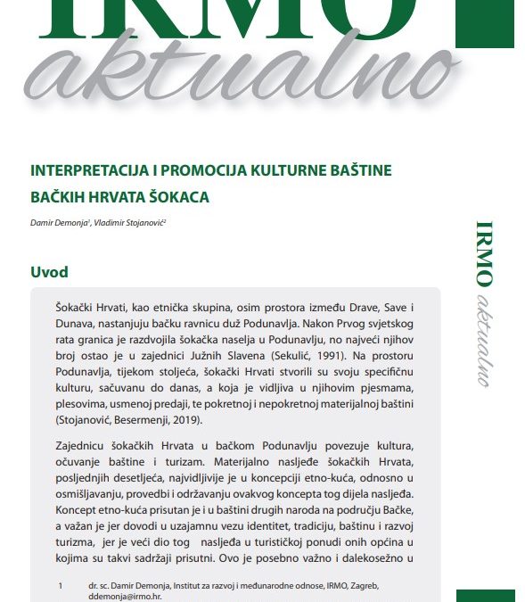 IRMO aktualno „Interpretacija i promocija kulturne baštine Bačkih Hrvata Šokaca“