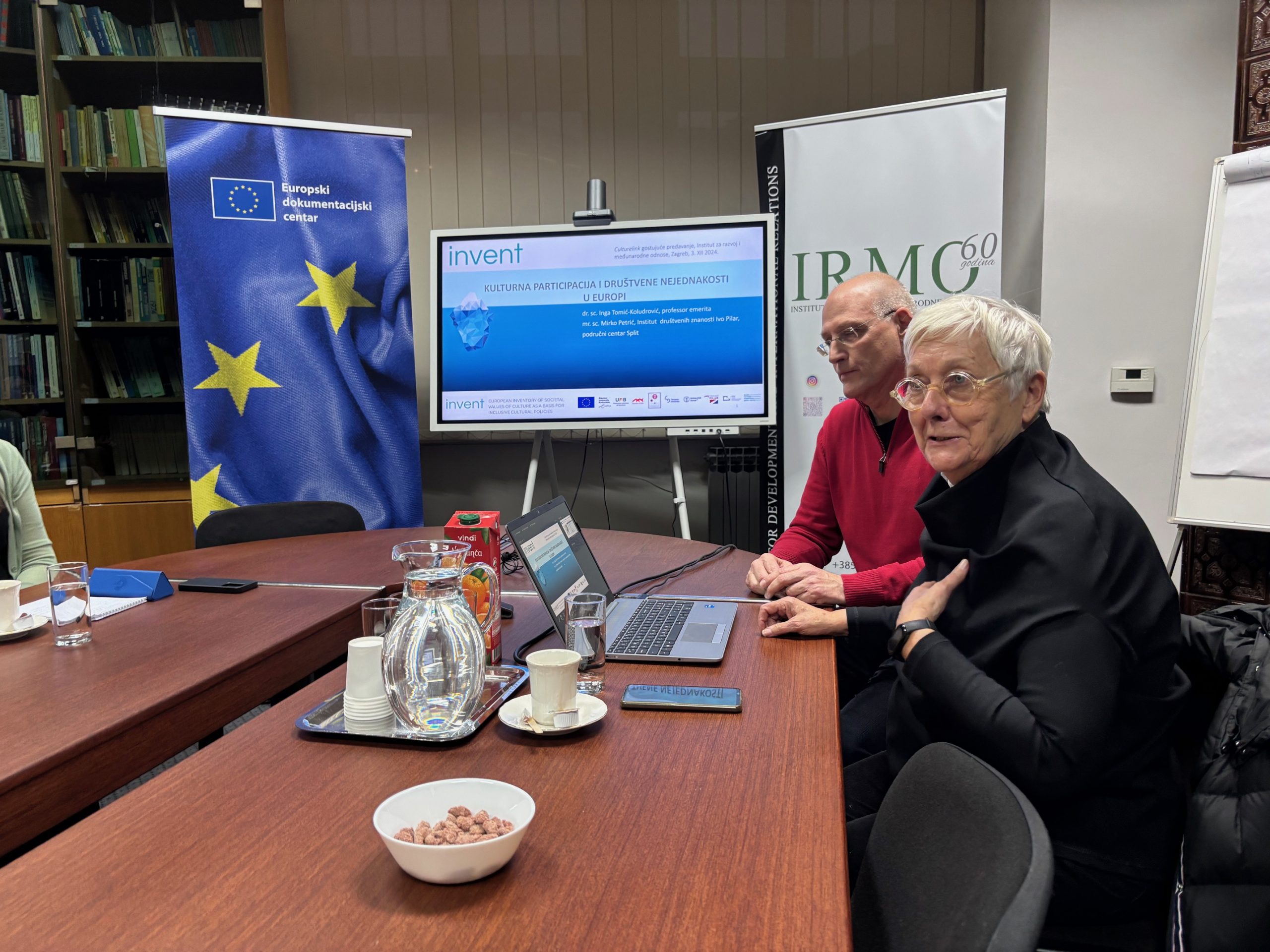 Inga Tomić-Koludrović and Mirko Petrić held a lecture “Cultural Participation and Social Inequalities in Europe” in the IRMO library