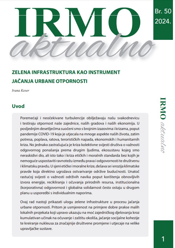 IRMO aktualno “Zelena infrastruktura kao instrument jačanja urbane otpornosti”