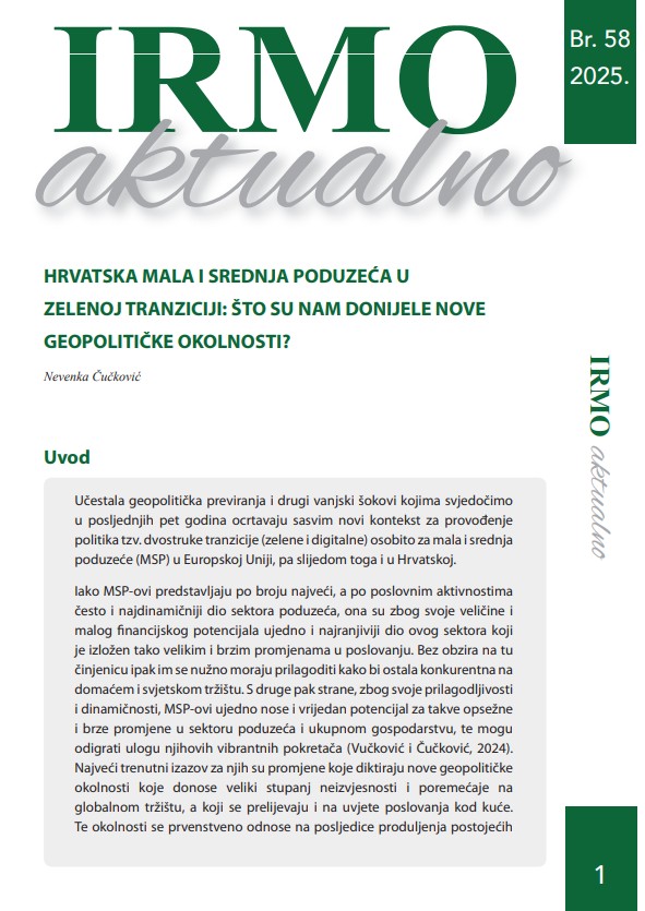 IRMO aktualno “Croatian small and medium-sized enterprises in the green transition: What have the new geopolitical circumstances brought us?”