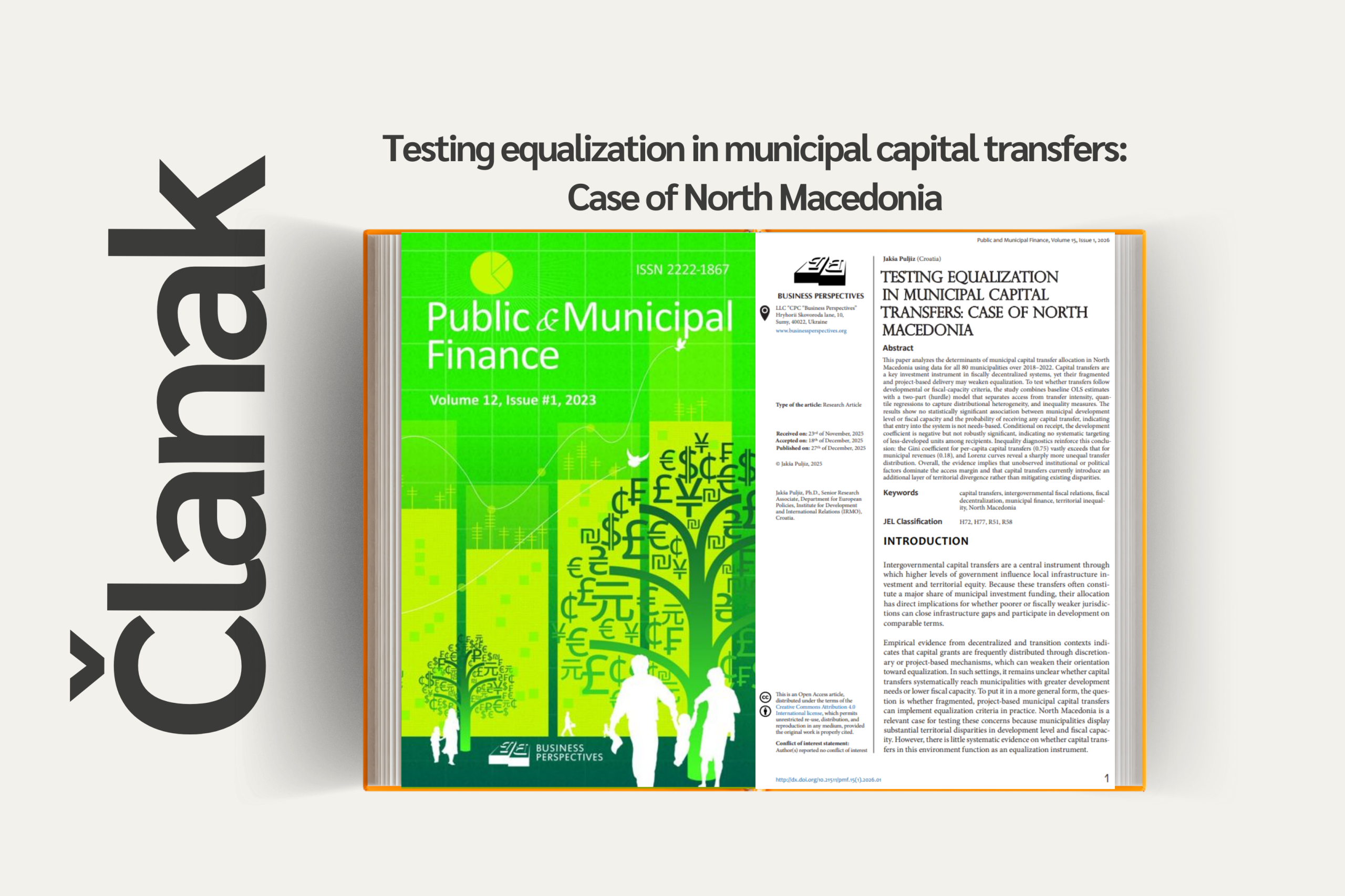 Director Jakša Puljiz, PhD, Publishes Scientific Paper on the Efficiency of Capital Transfers in North Macedonia