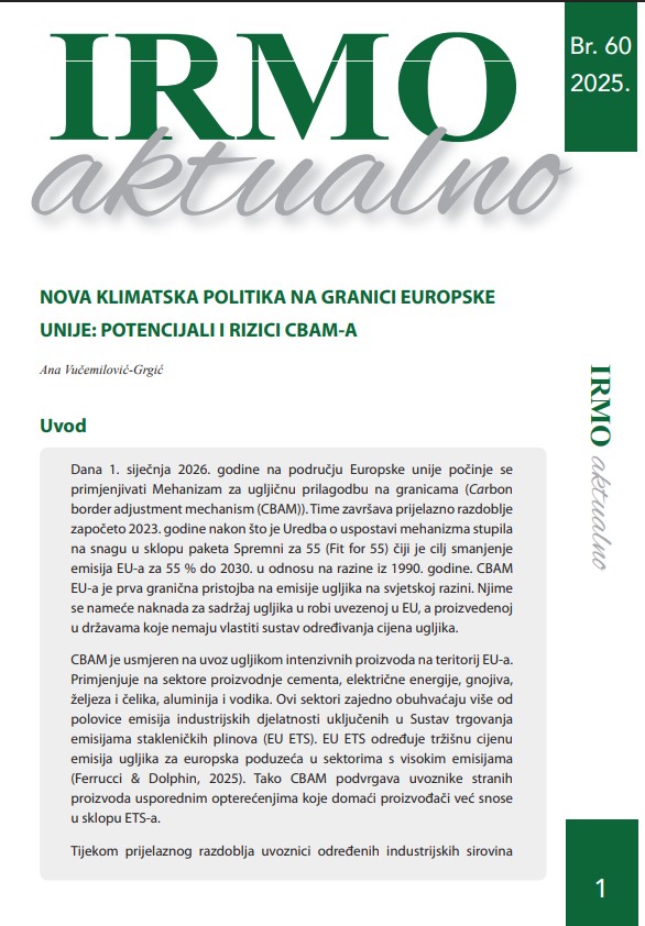 IRMO aktualno “New climate policy at the border of the European Union: potentials and risks of CBAM”