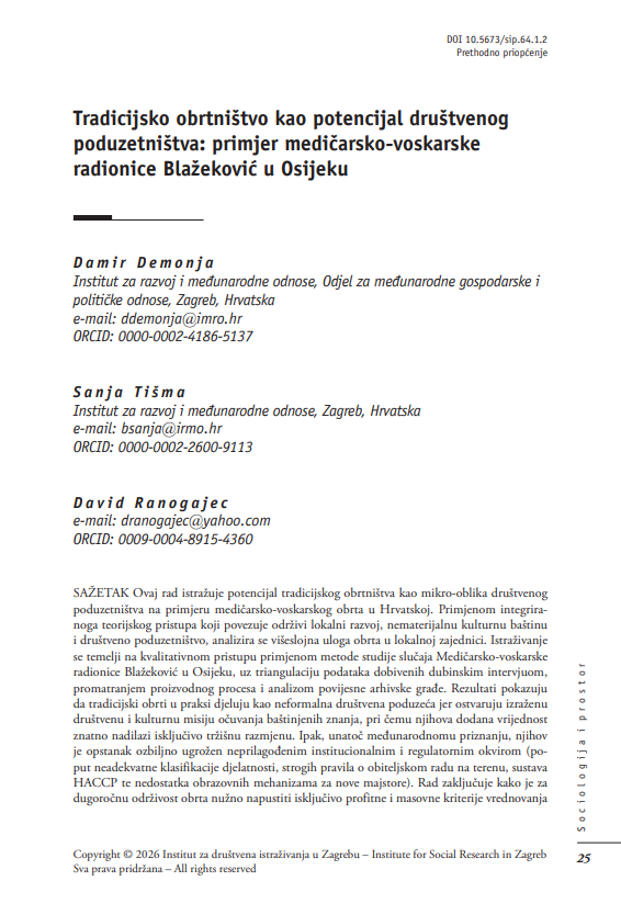 Scientific Paper “Traditional Crafts as a Potential for Social Entrepreneurship: The Case of the Blažeković Gingerbread and Candle Making Workshop in Osijek”