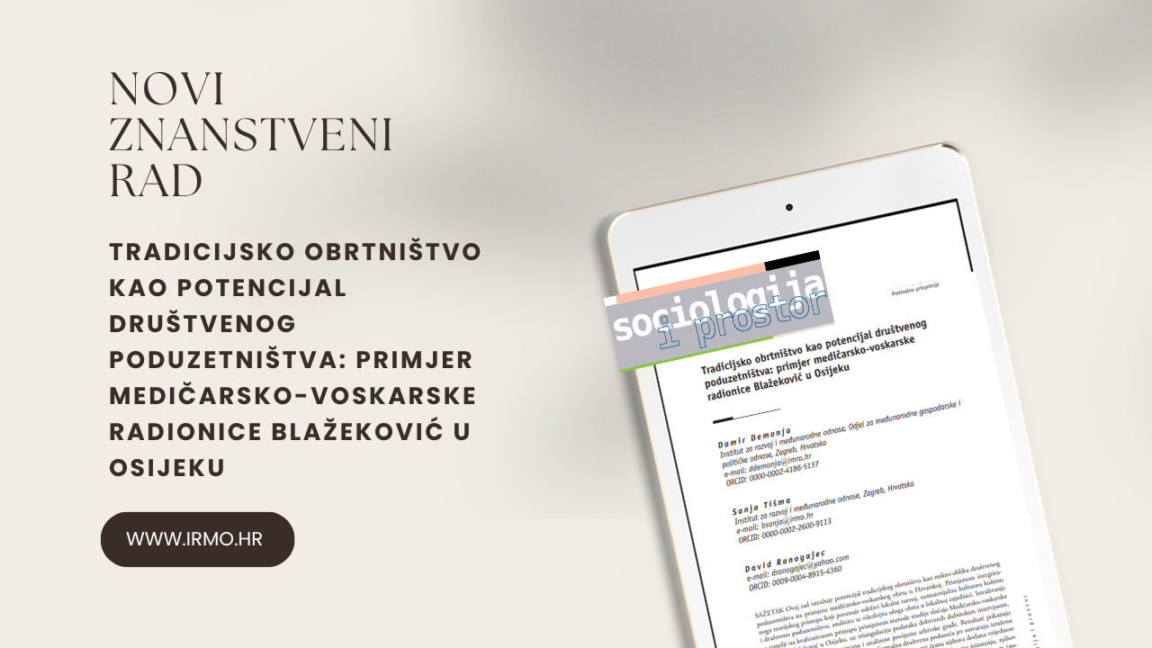 Notice of Scientific Paper Publication “Traditional Crafts as a Potential for Social Entrepreneurship: The Case of the Blažeković Gingerbread and Candle Making Workshop in Osijek”