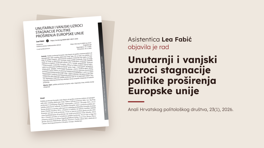 Asistentica Lea Fabić objavila rad u časopisu Anali Hrvatskog politološkog društva